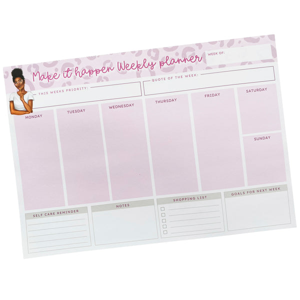 A4 Weekly Planner Notepad | Undated organiser desk pad | Make it happen