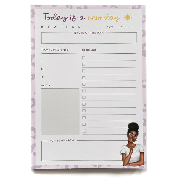 A5 Daily Priority Planner Notepad | Undated organiser desk pad | Today is a new day