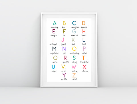 Children's Affirmations Alphabet Print - Colour