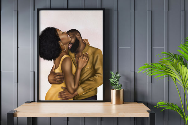 Black Love Art Print - Black Couple Wall Art