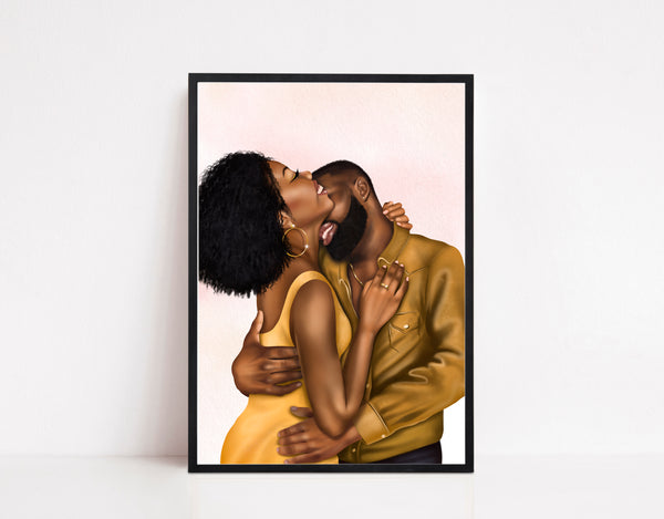 Black Love Art Print - Black Couple Wall Art