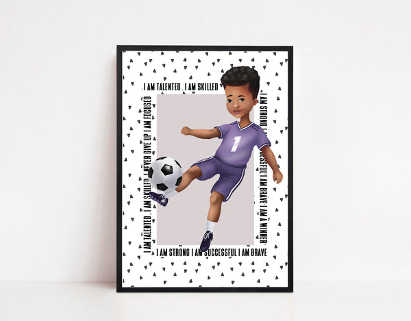 Boys Football Positive Affirmations Print | Boys Room Wall art