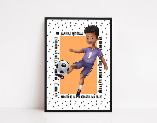 Boys Football Positive Affirmations Print | Boys Room Wall art