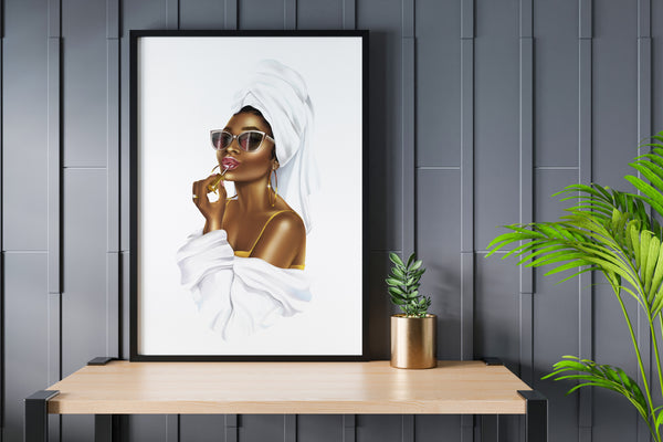 Glam Time, Self Care Art Print - Black Woman Art Print