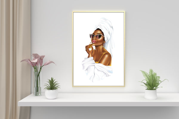 Glam Time, Self Care Art Print - Black Woman Art Print