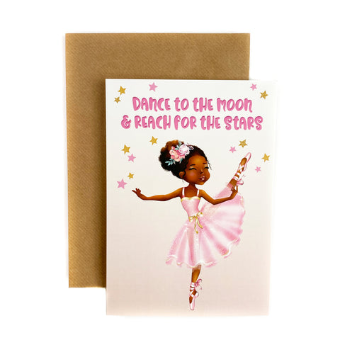 Happy Birthday - Pink Black Girl Ballerina Card