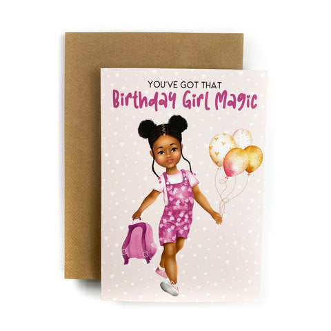 Birthday Girl Magic - Happy Birthday Card (Pink / Purple)