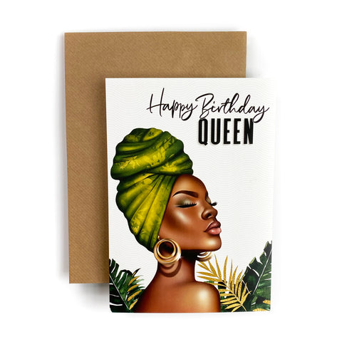 Happy Birthday Queen - African Woman Head Wrap