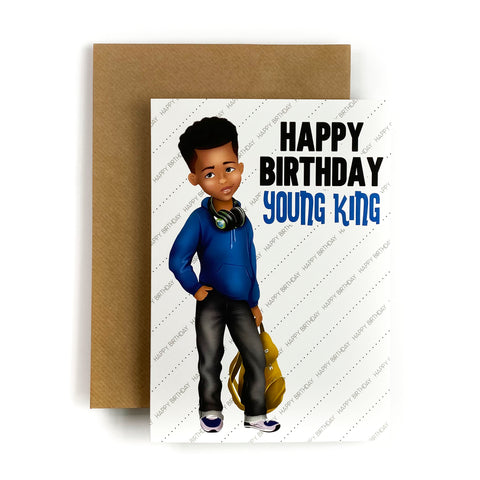 Happy Birthday Young King Card (Blue / Green)