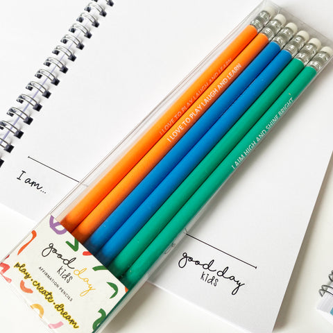 Kids Positive Affirmation Pencil Pack | Pack of 6 | Good Day Kids