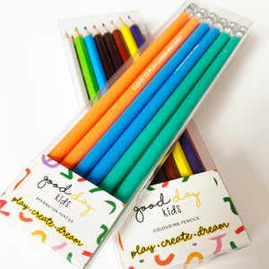 Kids Pencil Bundle | Pack of 6 affirmation pencils & pack of 24 colouring pencils | Good Day Kids