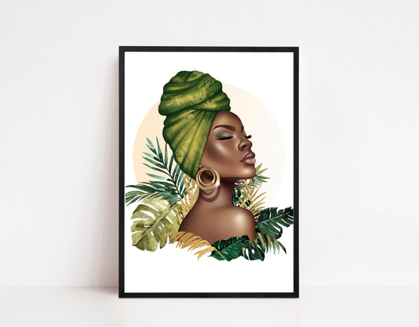 African Woman Head Wrap Art Print