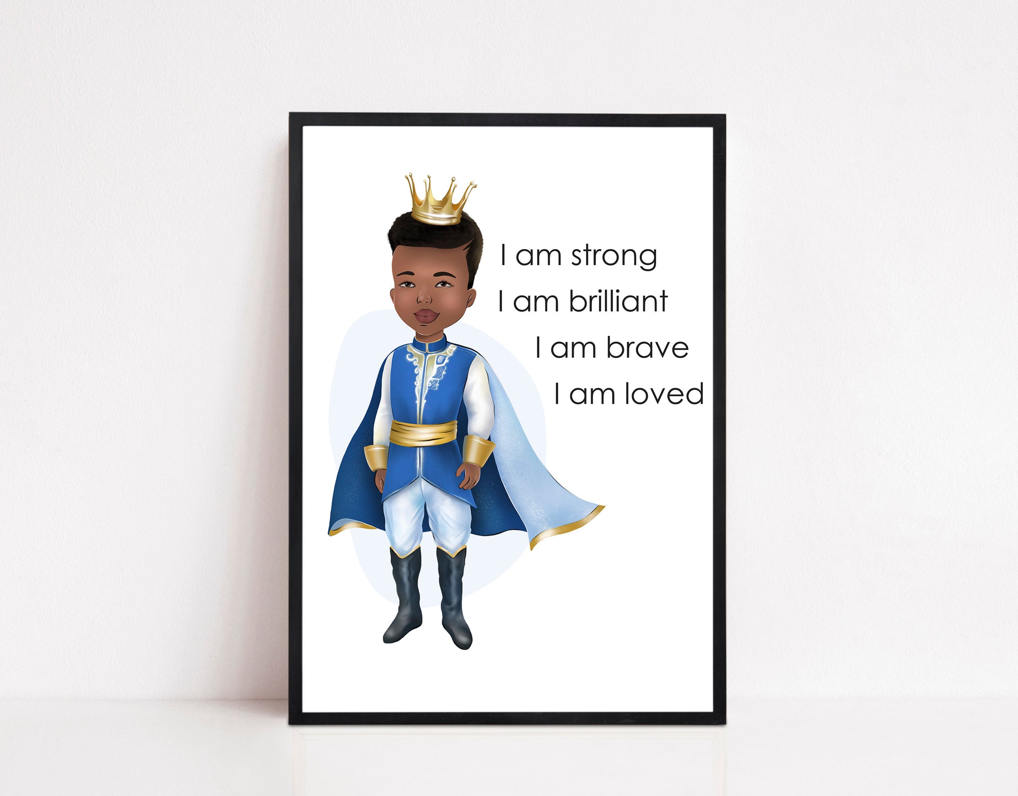African Prince Illustration with Affirmations Print