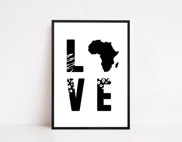 LOVE Africa Map Wall Art Print