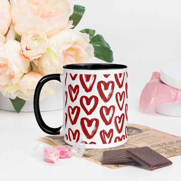 Red Hearts Mug with Black/Red Colour Inside