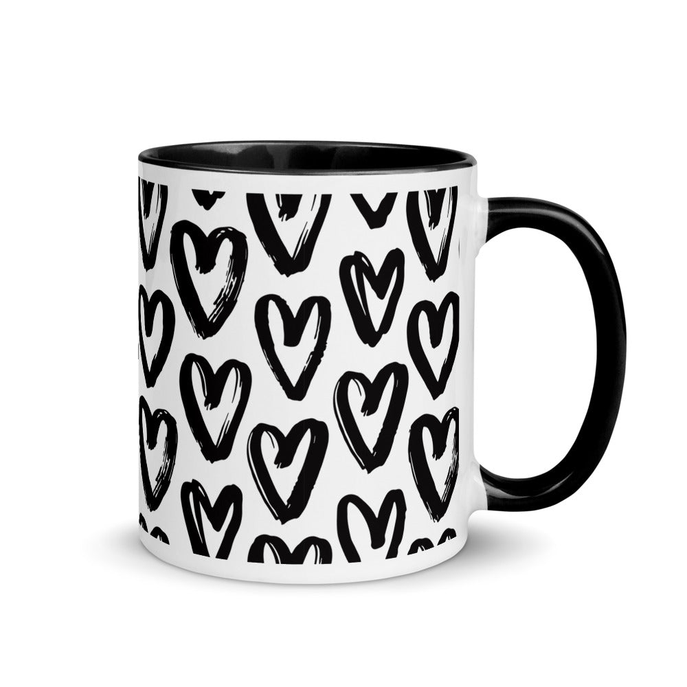 Black Hearts Mug with Colour Inside