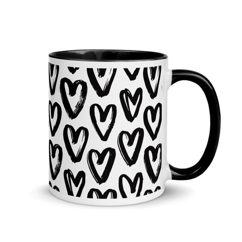 Black Hearts Mug with Colour Inside