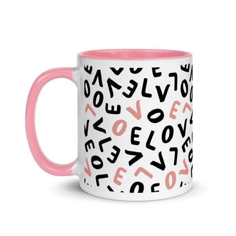 Love Pattern Mug with Black/Pink Colour Inside