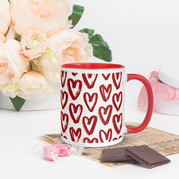 Red Hearts Mug with Black/Red Colour Inside