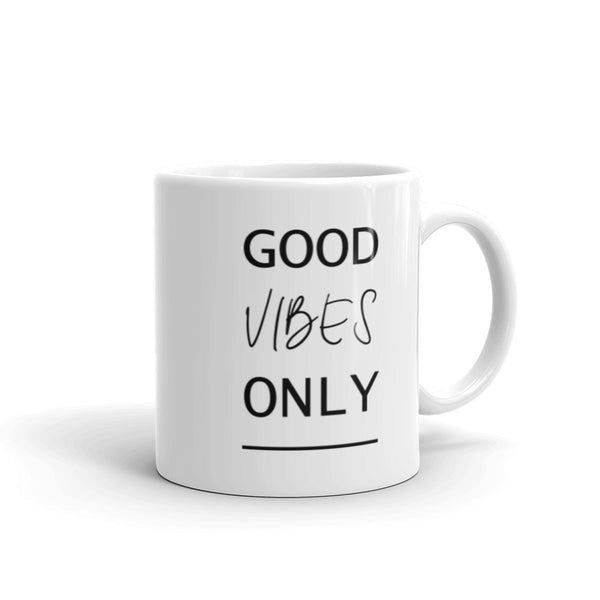 Good Vibes Only (Black) - White glossy mug
